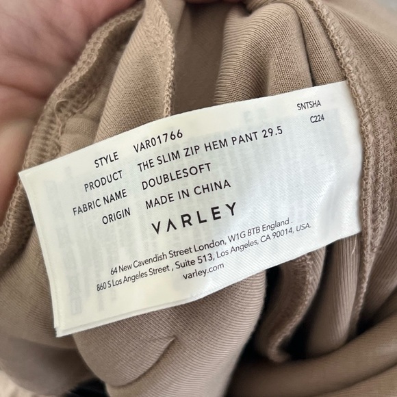 Varley Double Soft Lisburn Zip Through & The Slim Zip Hem Pant Light Taupe Set - Picture 16 of 16